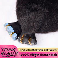Extensiones de Cabello Humano 100% Virgen Remy con Cinta Adhesiva Invisible, Cabello Lacio Rizado, 100g, Venta al por Mayor, para Mujeres Negras, YEUNG BEAUTY