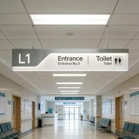 Enseigne lumineuse LED suspendue personnalisée en acrylique, multicolores, alimentée en courant continu/alternatif, affichage publicitaire directionnel pour entreprises