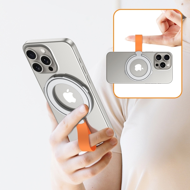 Foldable Finger Ring Silica Hanging Rope Magnetic Holder Rotatable Phone Stand Wireless Charging Friendly Type