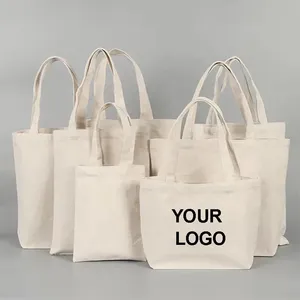 Heavy Duty Women'S Canvas Grocery Bags Compras Extra Grande Algodão Logo Sacola Com Logotipo Impresso Personalizado Bolso E Zíper