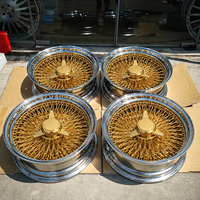 Ruedas Forjadas Trurim Gold 96 Spoke Cross Lace Deep Dish Knock-Off Wire Lowrider de 22 y 24 Pulgadas 5x115 para Mercedes W205 C63 CLS AMG