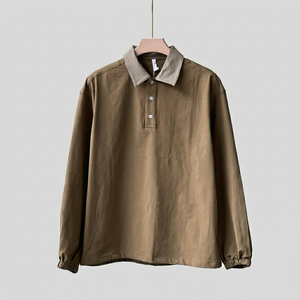 เสื้อโปโลแขนยาวผู้ชาย YUANDU ผ้าฝ้ายอ๊อกซ์ฟอร์ด ระบายอากาศได้ดี ดีไซน์ลำลอง พิมพ์ลายโลโก้ด้านหน้า - Product Image 1