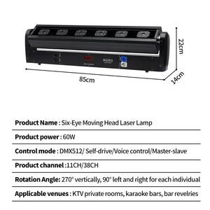 DMX512 faro oscillante a sei raggi rosso di controllo, adatto per KTV, Bar e sorgente luminosa RGBW - Product Image 4
