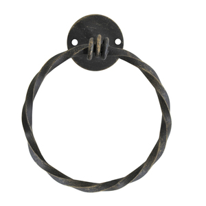 <b>Hand</b> Forged Twisted Metal <b>Towel</b> Ring, Wrought Iron Handmade <b>Towel</b> <b>Holder</b> for <b>Bathroom</b> and Kitchen - Product Image 1