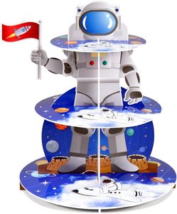 แท่นวางคัพเค้กนักบินอวกาศ DAMAI สำหรับงานเลี้ยงวันเกิดธีมอวกาศ 3 ชั้น สไตล์กาแล็กซี่ สำหรับจัดแสดงขนมหวานสำหรับงานปาร์ตี้ - Product Image 1