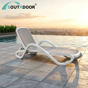 Chaise longue de jardin moderne S&R, chaise longue portable en <span class=keywords><strong>plastique</strong></span> pour l'extérieur, pour la plage, la piscine, la cour, l'hôtel, le salon, la villa - Product Image 6