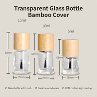 Botol cat kuku penutup bambu kayu padat, 8ml 10ml 15ml dengan tutup sekrup untuk Pembersih Wajah Minyak Perawatan Kulit