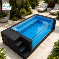 Piscine hors-sol en fibre de verre transparente, type spa, avec panneau pour adultes, pour terrasse, au design distinctif et élégant, avec fonction jacuzzi