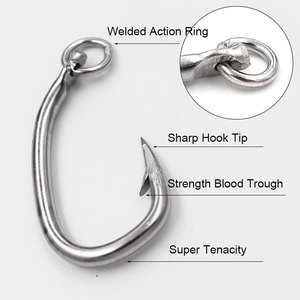 Nước mặn lớn trò chơi thép không gỉ Vòng Tròn Cá ngừ Móc Câu Cá với vòng hành động cho cá mập cá kiếm cá ngừ cá da trơn - Product Image 4