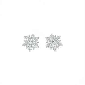 Eleganti Orecchini a Perno a Forma di Fiocco di Neve in Argento 925 con Cristalli e Strass, Taglio Brillante Rotondo, Montatura a Griffe, Classici per l'Uso Quotidiano Femminile - Product Image 1