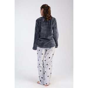 Ensemble de pyjama pour femmes XXL à col rond et manches longues avec poche ovale, vêtements de nuit doux - Product Image 1