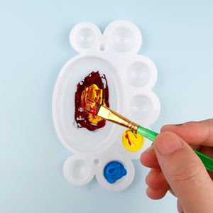 HCHWENH, venta al por mayor, paleta de pintura de plástico de 8 agujeros, placa de mezcla de colores de pies pequeños para suministros de Arte de pintura al óleo - Product Image 2