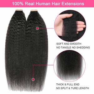 Extensions de cheveux naturels à bandes adhésives pour femmes noires, double face, texture raide crépue, extensions de cheveux humains véritables, trame invisible - Product Image 4