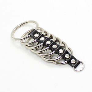7 Ring Gates Hell Cock rings BDSM Bracelet en cuir PU avec anneaux <span class=keywords><strong>de</strong></span> pénis en métal pour jouets sexuels masculins - Product Image 2