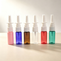 Botol semprot plastik PET berwarna 5ml 10ml 20ml 30ml 50ml, penyemprot hidung kecil, botol semprot plastik kabut halus dengan ujung lurus.