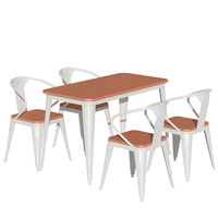 Ensemble table et chaises en métal de style industriel pour restaurants de thé au lait, cafés, bars en plein air - Mobilier de salle à manger décontractée en plein air
