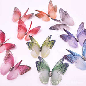 Aksesoris Jepit Rambut Kupu-kupu Penjualan Langsung Pabrik, Kain Sutra Berlapis Dua Warna-warni, Gaya Manis, Aksesoris Pakaian Logam - Product Image 1