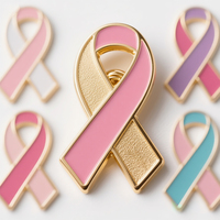 Usine Directe En Gros Cancer Ruban Pin Sensibilisation Au Cancer Du Sein Ruban Rose Épinglettes Personnalisé Ruban Bleu Badge