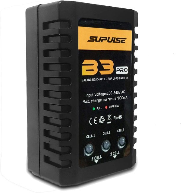 LiPo Li-on Battery Balance Charger B3 AC 2S-3S 800mAh CE Certified RC Charging Port 7.4-11.1V Pro Compact Charger for RC