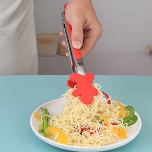 Série de Noël créative : Mini pinces alimentaires en silicone avec poignée en acier inoxydable, durables, compatibles lave-vaisselle et micro-ondes, à ressort - Product Image 4