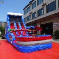Perosotan Air Tiup Komersial Dua Jalur dengan Kolam Dalam dan Jaring Pengaman untuk Anak-anak dan Dewasa untuk Bisnis Sewa