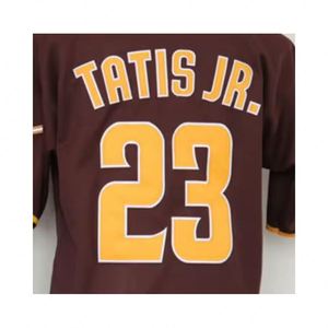 <span class=keywords><strong>Fernando</strong></span> Tatis Jr. Maillot de baseball cousu marron de meilleure qualité respirant et grande taille disponible - Product Image 1