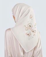 Foulard Hijab Personnalisé Brodé Couleur Unie Coton Voile Bandanas Ethniques Bordure Dentelle Carré Foulard Écharpes de Tête ODM OEM
