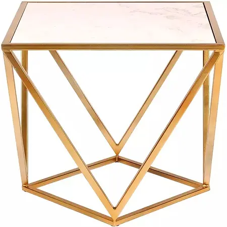 Design moderno Fábrica Venda Metal Frame Side Mármore Top Table Quadro De Ouro Elegante Lançamento Mesa De Café