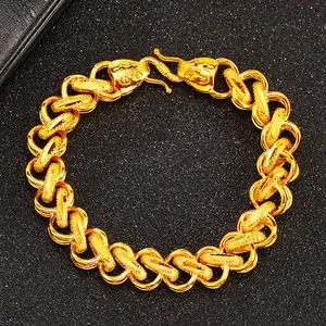 2024 Best-selling Luxury Imitation 24k Gold Twist Boss Chain Chunky Fashion Bracelet For Men And Women