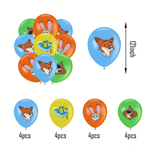 Set Decorazioni per Festa di Compleanno Zootopia 2, Città degli Animali Cartoon, Include Palloncini, Striscione, Decorazioni per Torta per Fan e Appassionati, Ragazze e Ragazzi - Product Image 3
