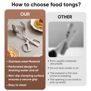 Heavy Duty Stainless Steel Food <b>Tongs</b> Thickened Metal Kitchen Scissor <b>Tongs</b> for BBQ Grilling Bread Buffet <b>Serving</b> Utensils - Product Image 3
