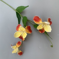 Tiges de fleurs artificielles en EVA, orchidées irisées, pour la décoration de mariage, fausses feuilles vertes, arrangements floraux