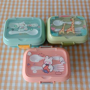 Ensemble de boîtes à lunch pour enfants avec bouteille d'eau, boîte à bento en plastique à 2 couches, kit repas pour étudiants, utilisation en pique-nique en plein air - Product Image 2