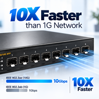 Switch SFP+ 10G à 8 ports non géré, 10 Gbit/s, multi-Gigabit, pour réseau fibre optique, boîtier métallique sans ventilateur, prend en charge 1G/10G