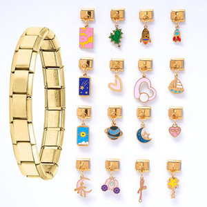 Fashion Charm Bracelet Gold Modular Pendant Set With Heart Starry Sky Pattern Unisex Gift Accessory - Product Image 1