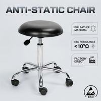 Silla Ergonómica de Cuero PU ESD para Laboratorio Industrial, Respaldo Antiestático, Asiento Antiestático, Altura Ajustable (440-560 mm)