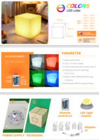 Set Moderno di Sedia e Tavolo LED a Cubo, Ricaricabile, Impermeabile IP65, in Plastica PE, Seduta Luminosa Cambia Colore per Bar e Lounge all'Aperto