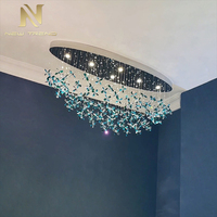 Design contemporain décoration intérieure salon salle à manger Villa fleur verre lustre LED
