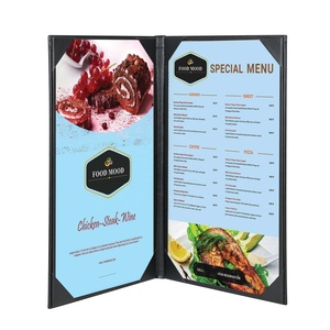 Porte-menus de restaurant 8,5 x 14 pouces, porte-menus en cuir à deux vues, portes-menus en cuir noir pour cafés, bars - Product Image 1