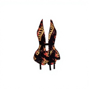 Nouvelles combinaisons d'été vintage pour femmes, style streetwear, dos nu, col halter, bretelles spaghetti, coupe ajustée, couleur unie, moulante - Product Image 2