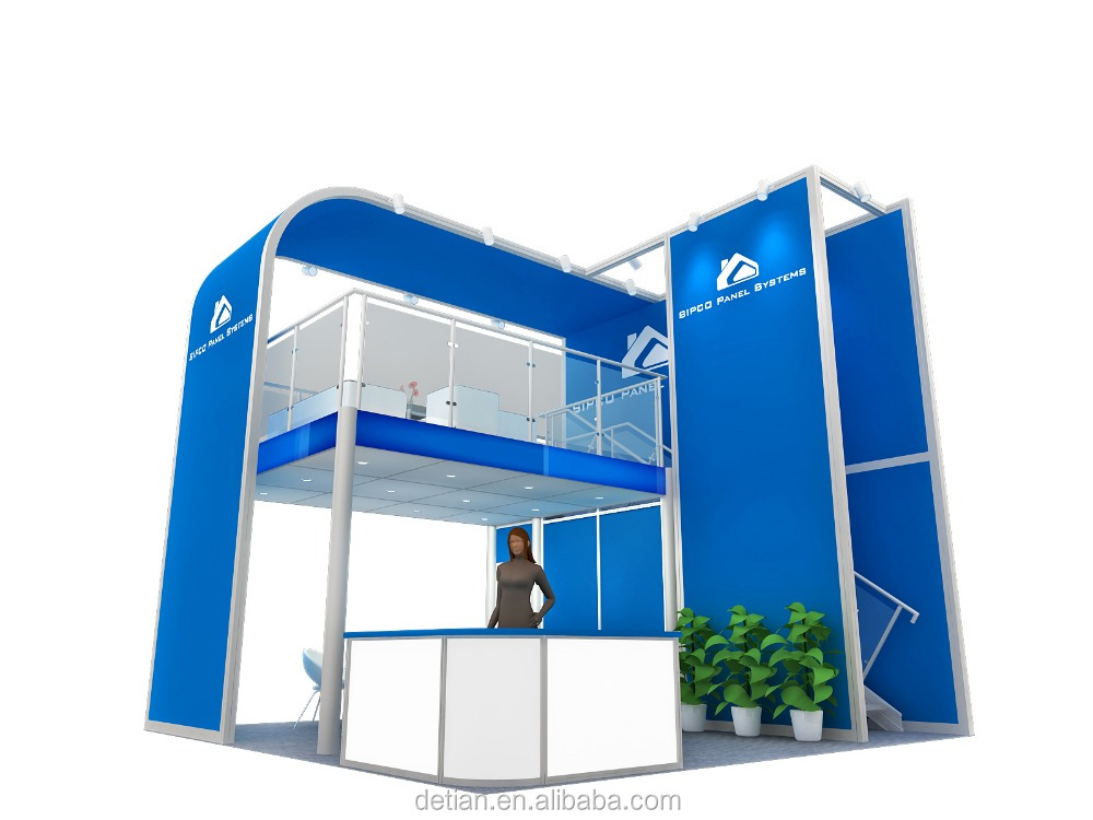 Double pont cabine double histoire stand d'exposition, affichage de salon en aluminium