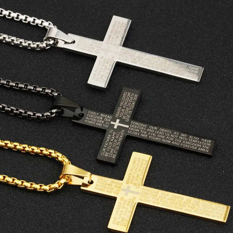 Летняя христианская Библия молитва крест вера на основе нержавеющей стали кулон мужские ожерелья подарок модные ювелирные изделия оптом водонепроницаемый