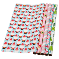 Papier d'emballage de Noël écologique style traditionnel/délicat pour enfants, lot de 3 rouleaux, vente en gros, collection 2026, best-seller