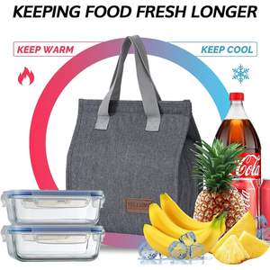 Sac isotherme pour déjeuner Tellumg, en néoprène, fermeture à glissière, design simple, pour le stockage des aliments - Product Image 3