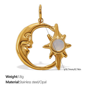 Colgantes de Luna Personalizados al por Mayor, Chapados en Oro de 14k y 18k, de Acero Inoxidable 316L, Resistentes al Deslustre, para la Fabricación de Joyas, Collares y Pulseras - Product Image 6