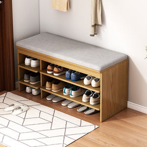 ตู้เก็บรองเท้าไม้คุณภาพสูง ตู้เก็บรองเท้าแบบแผง ตู้เก็บรองเท้าแบบมีที่นั่ง - Product Image 4