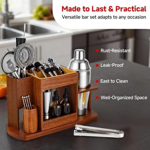 Estante de madera para cócteles de 3 niveles, organizador de bar multifuncional para cocina y uso doméstico - Product Image 4