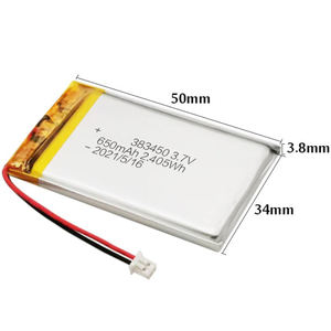 Su misura Lipo batteria al litio <span class=keywords><strong>Li</strong></span> <span class=keywords><strong>Po</strong></span> <span class=keywords><strong>3.7v</strong></span> 7.4v 2s <span class=keywords><strong>500mah</strong></span> 600mah 700mah 1000mah 383450 303450 - Product Image 2