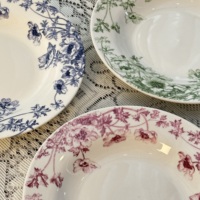 3Pcs Piring Keramik Motif Bunga Vintage, Piring Pasta Porselen Beraneka Ragam untuk Makan & Dekorasi Meja