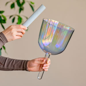 ÉXITO Crystal Soul Cuenco <span class=keywords><strong>de</strong></span> cristal <span class=keywords><strong>de</strong></span> cuarzo <span class=keywords><strong>de</strong></span> mano 432Hz Luz cósmica Sonido Curación Alquimia Mango Cuenco para cantar - Product Image 4